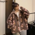 Neploe Cute Women Hoodie 2020 Winter Loose Hoodies Sweatshirts Streetwear Thick Lamb Wool Bear Coat Zipper Oversized Outwear