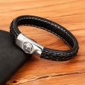 XQNI Simple Style Skull Pattern Design Stainless Steel Men's Leather Bracelet 3 Colors Choose DIY Size Birthday Gift