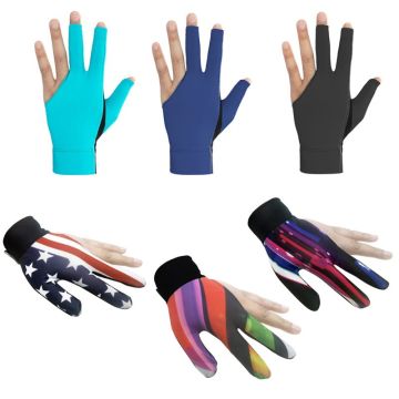 1pc Billiards Three Finger Gloves Lycra Anti Skid Snooker Glove Pool Left Hand Embroidery Gloves Accessory For Unisex