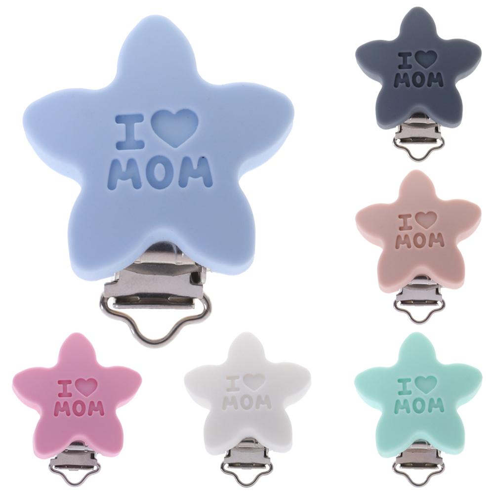 Baby Pacifier Clip Soother Teether Star Shape Silicone Safe Holder Saliva Towel Support Anti Fall Cute Clips Newborn Infant