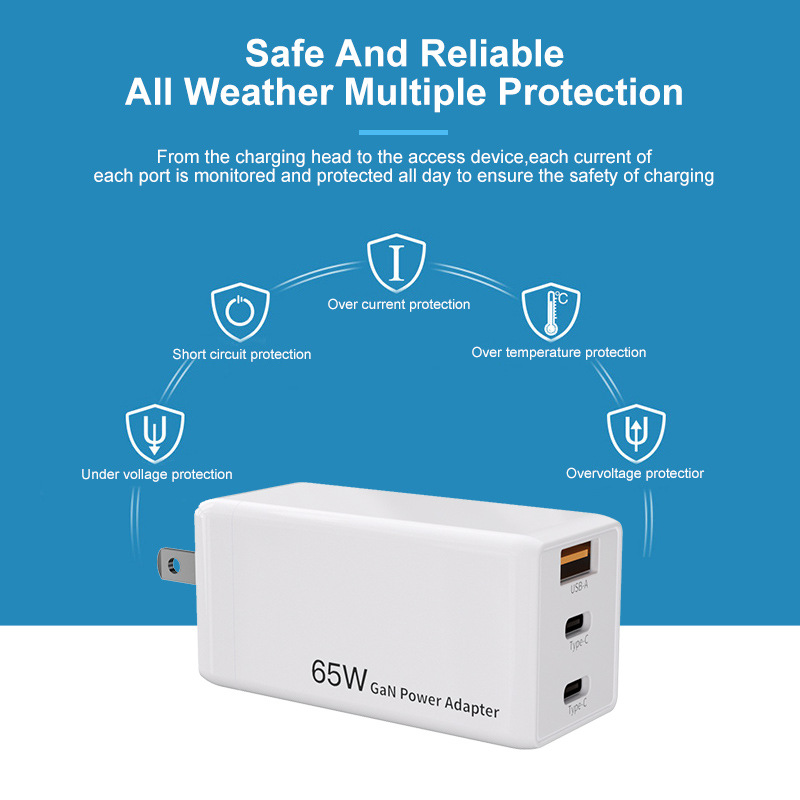 New 65W RAVPower Charging Head suitable for Apple Huawei QC 3-Port PD Charger Fast Charging Wall Charger Adapter for Nintendo