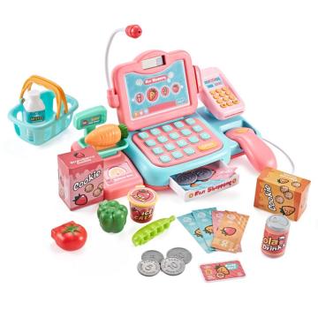 27pcs/set Electronic Mini Simulated Supermarket Cash Register Kits Toys Kids Checkout Counter Role Pretend Play Cashier Toy