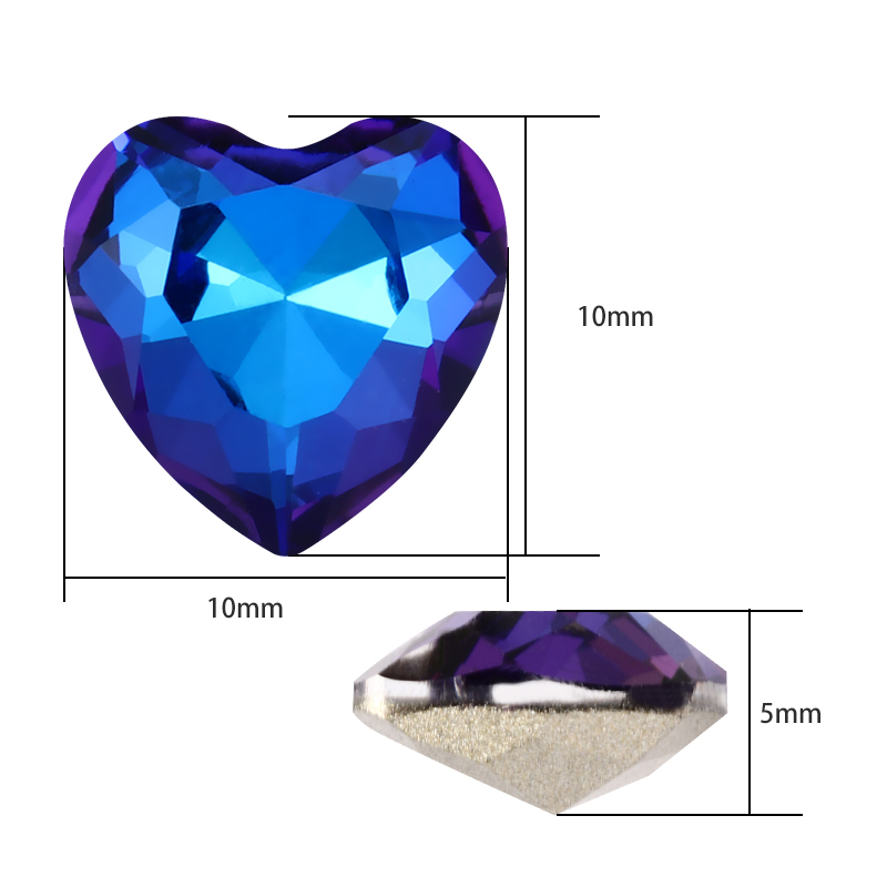 Heart Crystal AB K9 Strass Stone Glass Rhinestone Jewelry for Craft Beads Glue on Clothes Decoration Diy Rhinestone Applique To