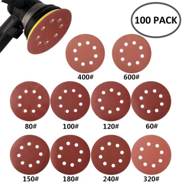 100pcs 125mm Round Shape Sanding Discs Hook Loop Sanding Paper Buffing Sheet Sandpaper 8 Hole Sander Polishing Pad