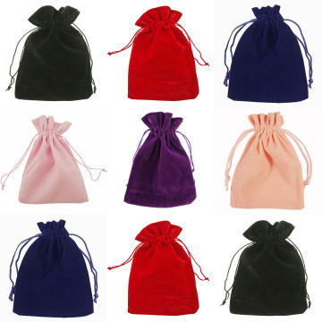 10pcs/lot 7x9cm 9x12cm 10 Coloful Velvet Bag Jewelry Packing Velvet Drawstring Pouches Gift Bags Wedding Decorations Supplies