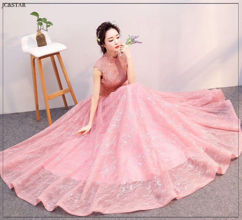 Plus size Dusty pink bridesmaid dresses new lace back A line robe demoiselle d'honneur vestido madrinha wedding guest gown