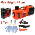 Car Jack 12V 5T 45cm 3 in 1 Electric Hydraulic Floor Rolling Jack Tire Inflator Pump LED Flashlight Safe Hammer