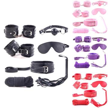 7Pcs Sex Bondage Kit Handcuffs Ankle Shackles Mouth Plug Blinder Adult Game perfect gift for yourself or your lover
