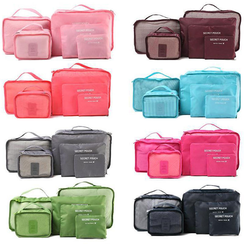 6pcs Set Portable Waterproof Travel Storage Bags Packing Luggage Clothes Organizer Bags Luggage Accessories