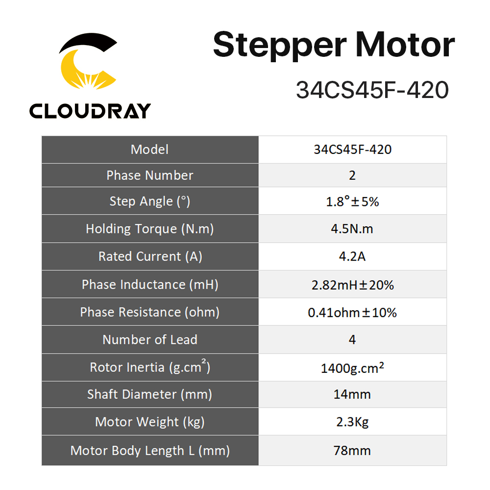 Nema 34 Stepper Motor 2 Phase 4.5N.m 4.2A(34CS45F-420)4-lead Stepper Motor for CNC engraving milling machine high torque