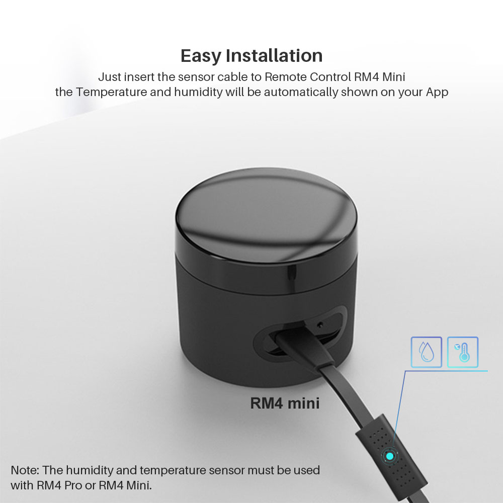 Broadlink Temperature And Humidity Remote Sensor Accessory USB Cable HTS2 Works With RM4 Pro Or RM4 Mini Smart Remote Controller