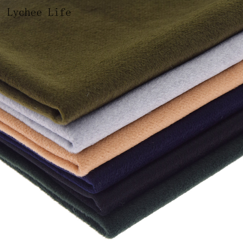 Lychee Life 45x50cm Double-sided Thick Winter Imitation Wool Cloth Fabric For Women Coat Clothes Diy Sewing Crafts