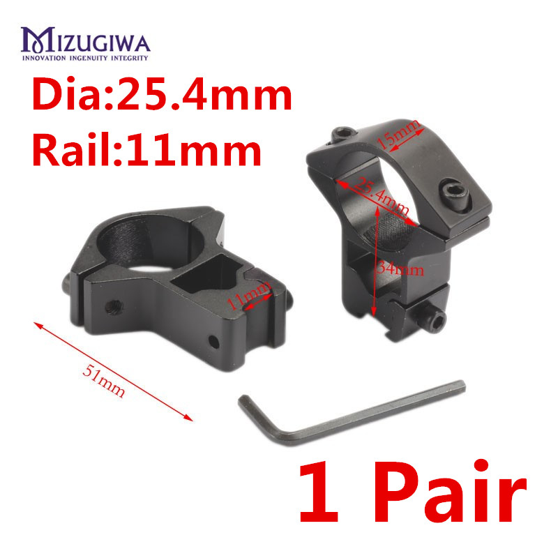 1 Pair MIZUGIWA Scope Mount Rings 25.4mm / 30mm Weaver 11mm / 20mm Picatinny Rail For Optics Sight Pistol Airsoft Accessories
