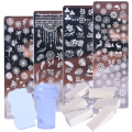 1 Set Nail Art Stamp Plates Nail Polish Print Leaf Flower Dreamcatcher Snowflake Christmas Stamper Scrapper Sponge JISTZN01-12-2