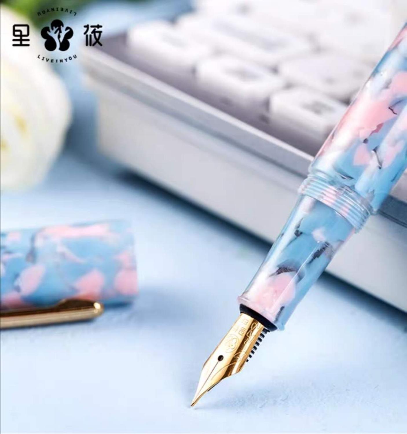LIY Resin Fountain Pen Ink Pen Fine Nib Converter Filler Golden Clip Stationery Office school supplies Writing Pens Gift