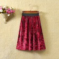 Spring Autumn girls pleated skirt baby skirt kids fashion skirt children bottoms knee length soft velvet solid 2 to 12 yrs