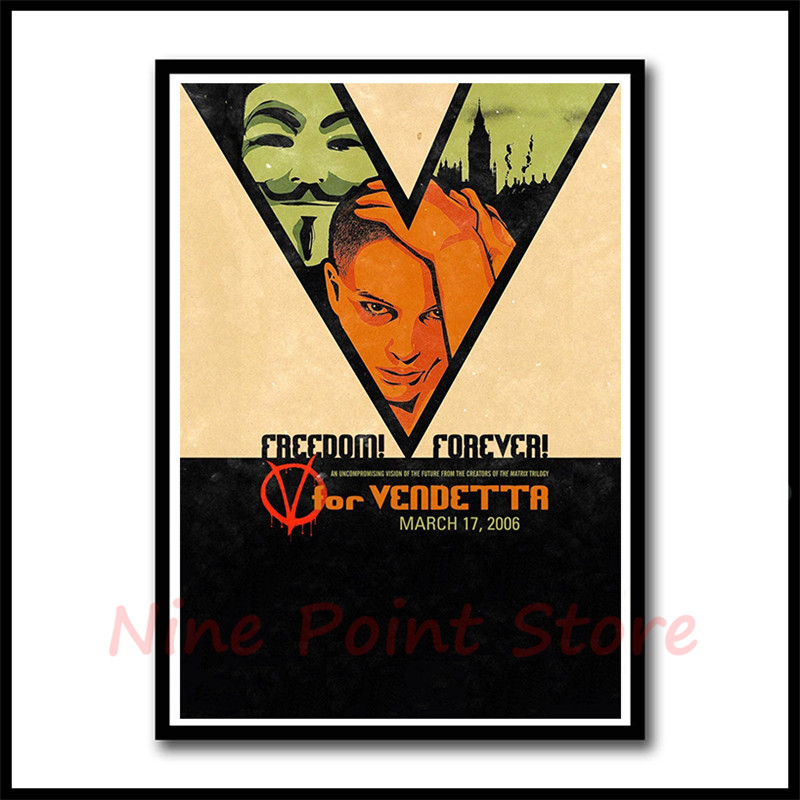 V for Vendetta White Coated Paper Posters Wall Stickers For Living Room Art Crafts Maps Home Decor Movie poster Frameless