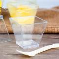 20pcs 60ml Disposable Plastic Mousse Cup Thickened Transparent Container Trapezoidal Cup for Jelly Yogurt Dessert