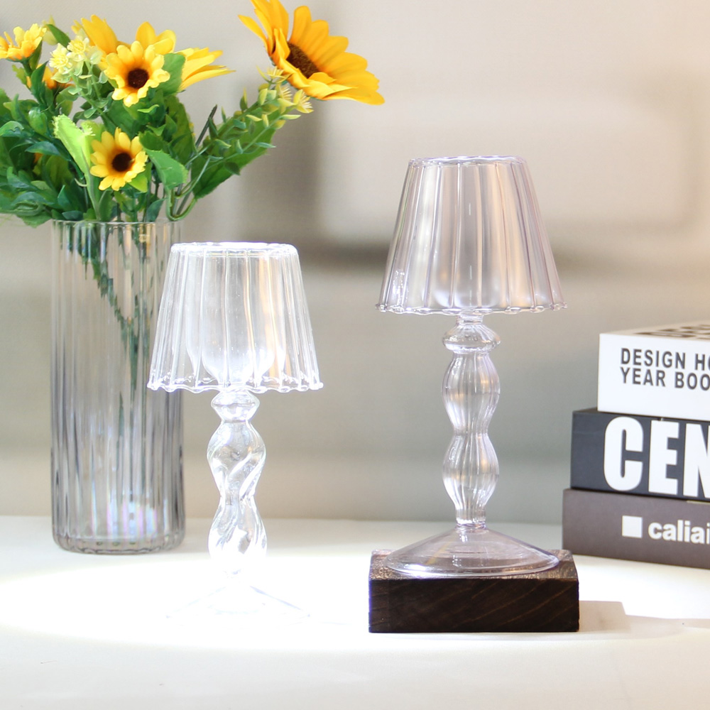 Glass Candle Ribbed Tealight Holder