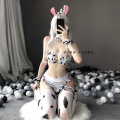 OJBK New Cos Cow Cosplay Costume Maid Tankini Bikini Swimsuit Anime Girls Swimwear Clothing Lolita Bra and Panty Set Stockings