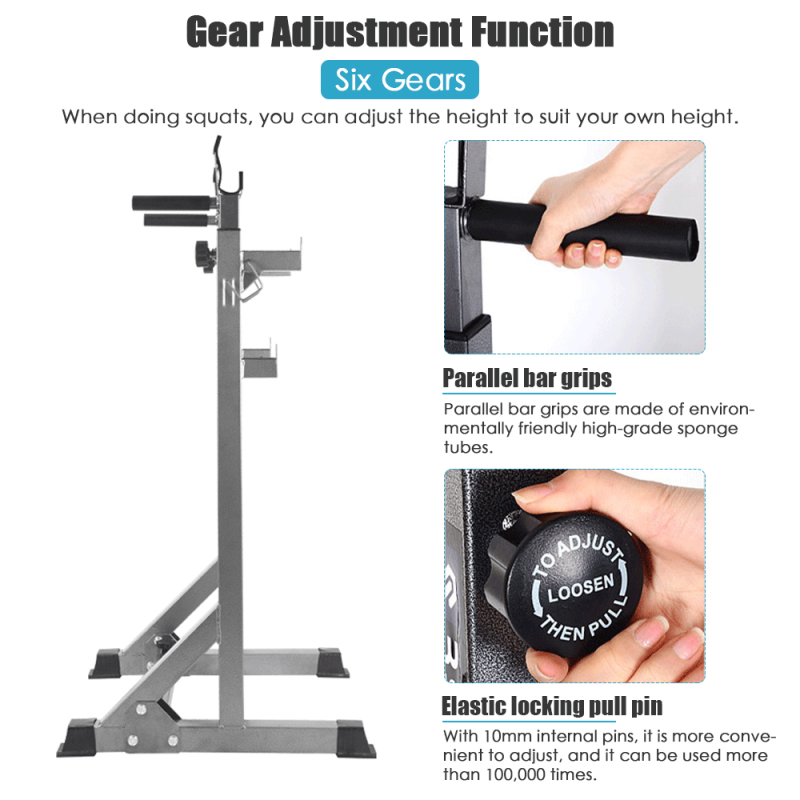 Adjustable Squat Rack Barbell Rack Squat Rack Bench Suitable for Gym Height Range 46-63 Inches Maximum Load Capacity 660Lbs