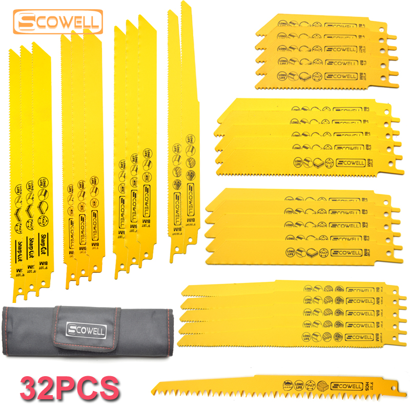 30% Off 32PCS SCOWELL Saw Blades for Wood Metal Cutting Saw Blades Reciprocating Saw Blade Set Power Tool Accessories Sabre Saw