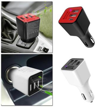 3.1A 3 USB Port Charger Car Auto Fresh Air Purifier Oxygen Bar Ozone Ionizer Generator for 12-24V Vehicles Cellphones