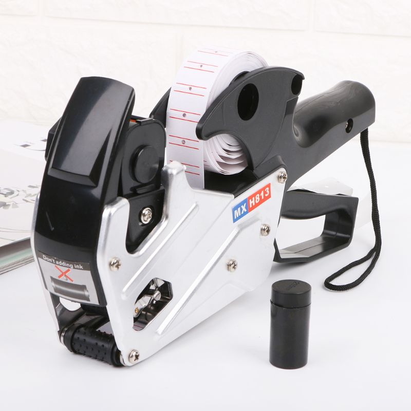 MX-H813 A-line 8 Digits Price Tag Gun Labeler Tag Labeller Label Paper For Retail Store Pricing Tag Display Tool + Ink Roller