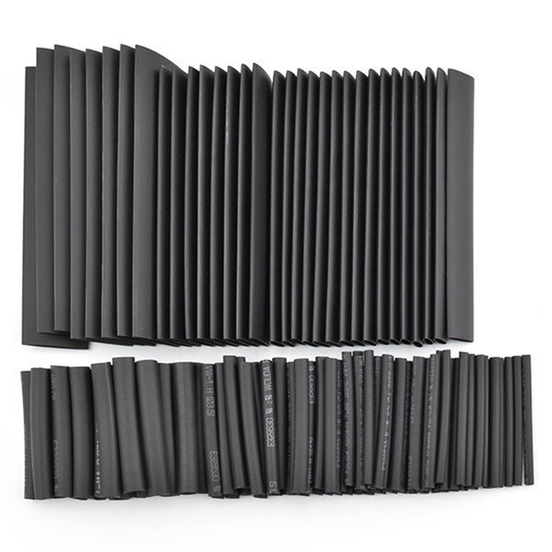 127 PCS Black Heat Shrink Tubing Polyolefin 2:1 Insulated Shrinking Wrap Heat Shrinkable Wire Cable Sleeve Tubes Kit 7Sizes