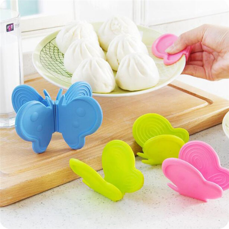 1pcs Adiabatic Pot Clips Butterfly Type Silicone Rubber Magnet Dish Bowl Microwave Oven Armguard Kitchen Tools