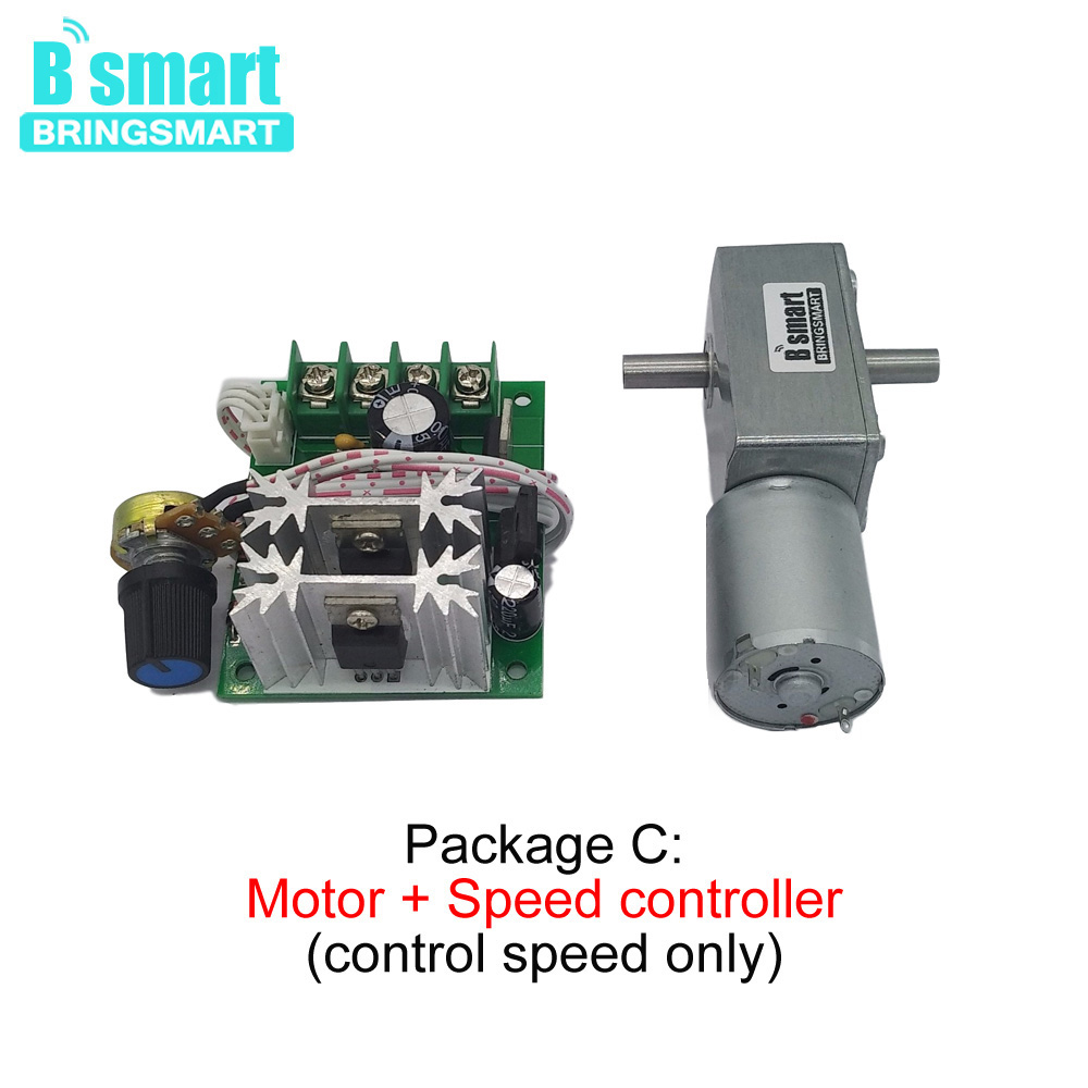 DC Worm Geared Motor 6V Bringsmart Double Shaft Reducer JGY-370S DC 12v Low Speed Reversible Micro Gearbox Motor 24v DIY Parts