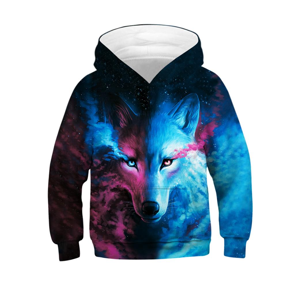 Domineering Lion Boys Hoodies 3D Digital Printing Tiger And wolf Boys Jacket Big Size Casual Kids Sweater 5-14 Years Kid Clothes