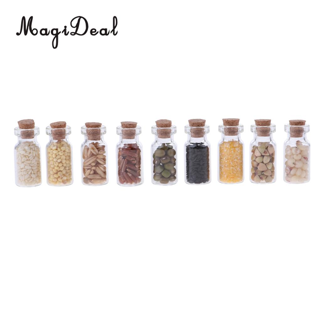 1/12 Scale Dollhouse Mini Miniature Glass Jar With Dried Food for Dolls House Restaurant Kitchen Decor Accs Pretend Play Toys