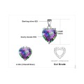 Bague Ringen silver jewelry Necklaces For Women Black colored Topaz Heart Pendant clavicle chain heart shaped coloured gemstone