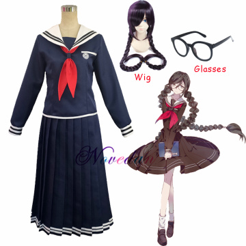 Anime Danganronpa Dangan-Ronpa 2 Toko Fukawa Cosplay Costume School Uniform Costume With Wig Glasses