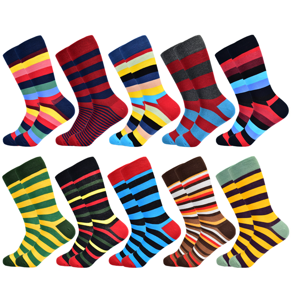 2020 Men's Socks New High Quality Brand Classic Striped Socks Cotton Colorful Happy Fashion Casual Dress Socks Men