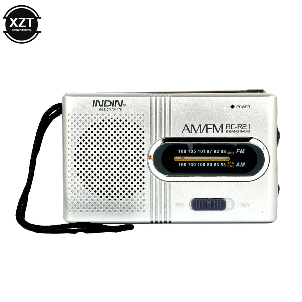 Mini Portable Radio Handheld Dual Band AM FM Music Player Speaker with Telescopic Antenna Outdoor Radio Stereo