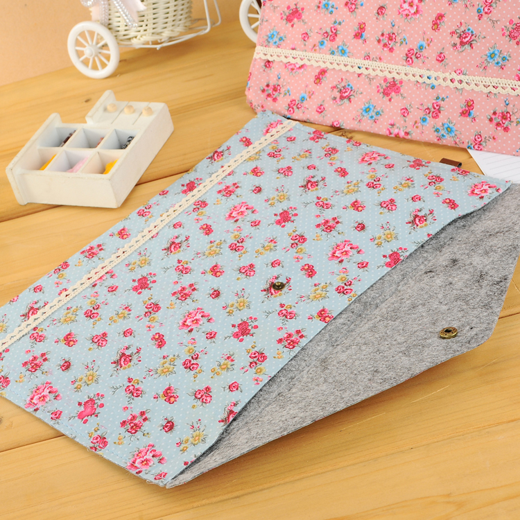 Retro Vintage Dots Flower Face Series A4 Documents File Bag Convenient Portable Files Folder School Stationery Learning Material