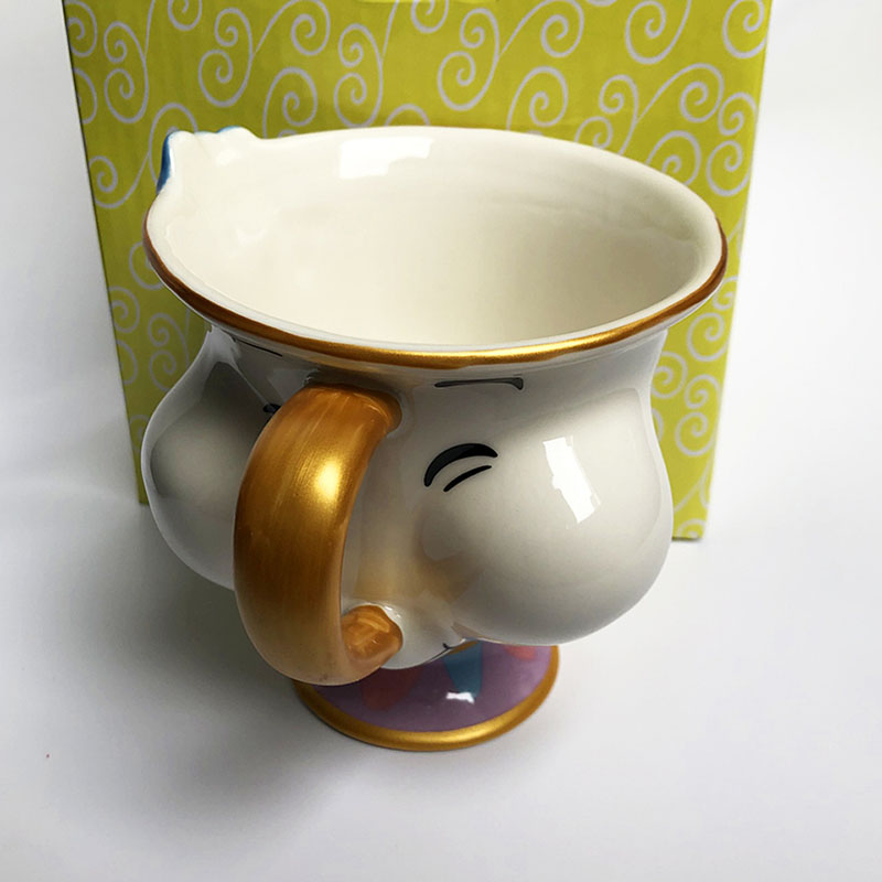 BORREY Cartoon Ceramic Coffee Mug Cup Beauty And The Beast Tea Cup Cute White Porcelain Mug Table Decoration Creative Gift
