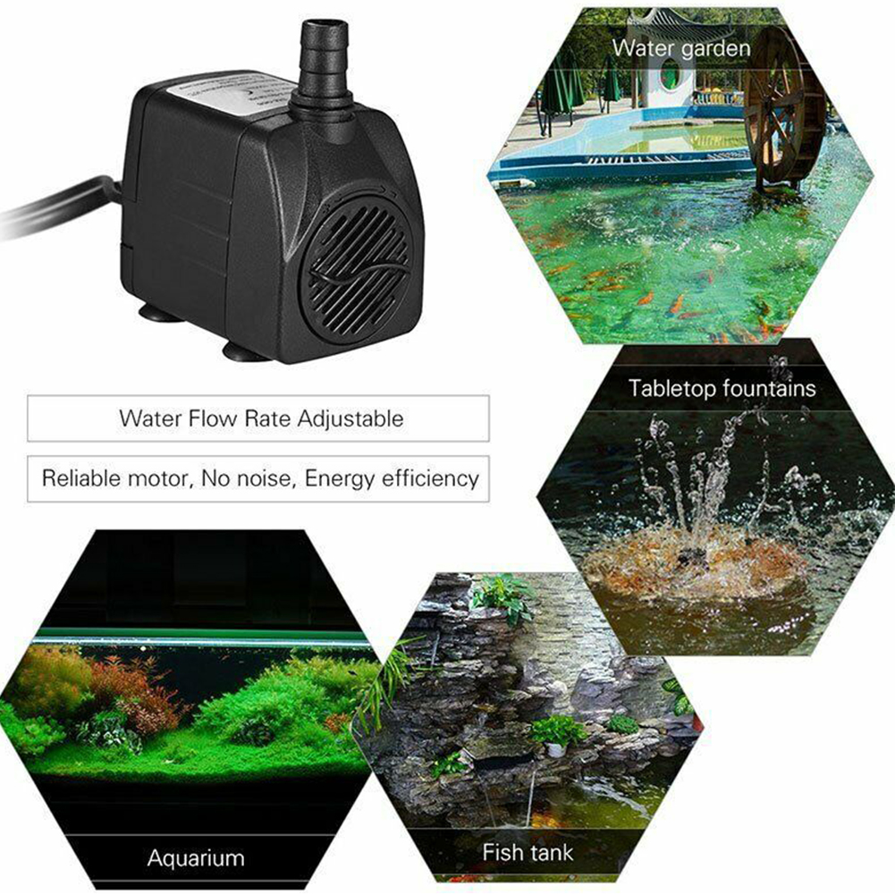Flow Adjustable Low Noise Portable Hydroponic Submersible Water Pump Fountain Pond With LED Light Aquarium Accessories Fish Tank