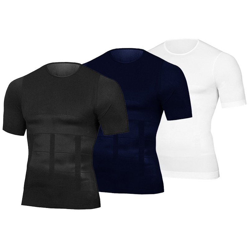 Men Body Slimming Belt Belly Abdomen Fat Burning Compression Corset Toning T-Shirt Shaper Corrective Shirt Body Shaping Vest