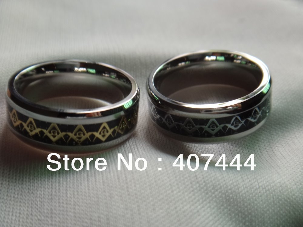 Anniversary Gift 20PCS/LOT USA HOT SELLING WHOLESALES CHEAP PRICE 8MM MASONIC MASTER FOIL FIBER TUNGSTEN WEDDING RING