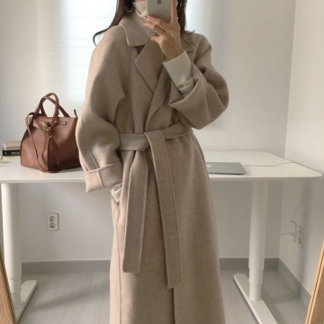 Spring Autumn Winter New Women's Casual Wool Blend Trench Coat Oversize Long Coat with belt Women Wool Coat Cashmere Outerwear