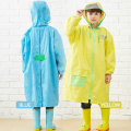 QIAN RAINPROOF Kids Rain Coat With Sleeves Flowering In Rain Children Rainwear Hidden Schoolbag Rainsuit Big Brim Raincoat