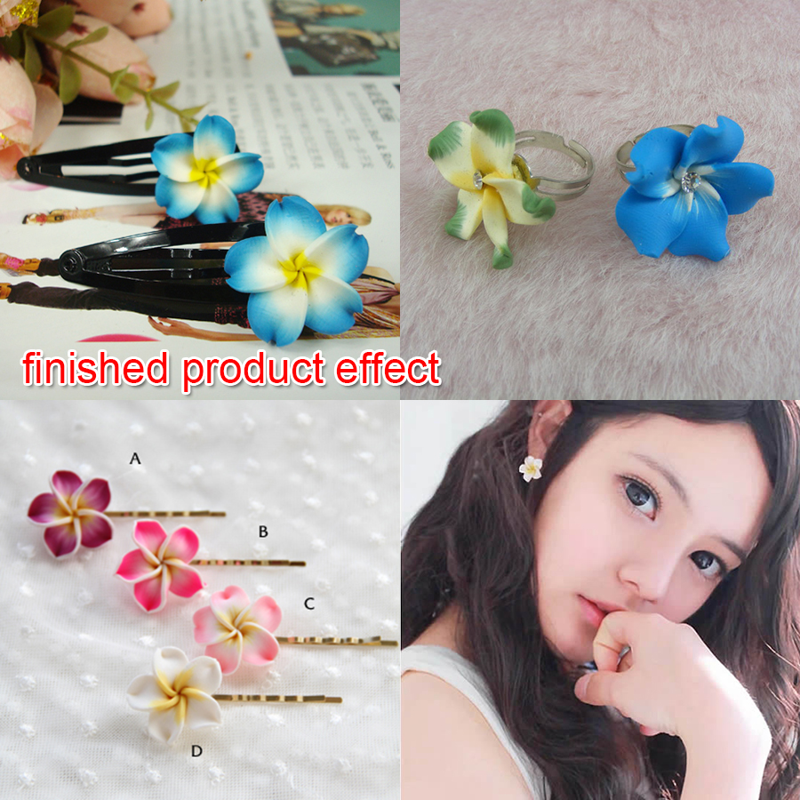 15pc/lot 20mm Polymer Clay Flower Beads From Plumeria Fleurs De Frangipaniers Diy Earring Ring HairPin Decoration Accessory
