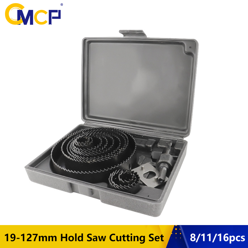 CMCP 8/11/16pcs Hole Saw Cutting Set Drilling Tool 19-127mm Wood Metal Cutter Hole Saw Kit Core Drill Bit Power Tools