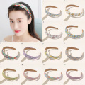 Korean Women Headband Plastic Wide Head Hoop Floral Striped Plaids Print Hairband Turban Hair Accessories Female Girls Head Hoop