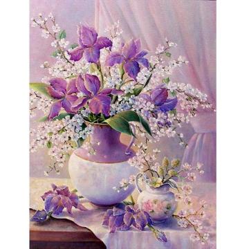 Diamond Embroidery Flower Purple Flowerpot DIY 5D Diamond Painting Floral Vase Craft Kit Home Decor Ornament
