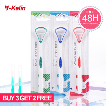 Y-Kelin No.1 In Sales Silicone Tongue Scrap Brush Cleaning Scraper Food Grade Single Oral Care To Keep Fresh Breath 3Color Pack