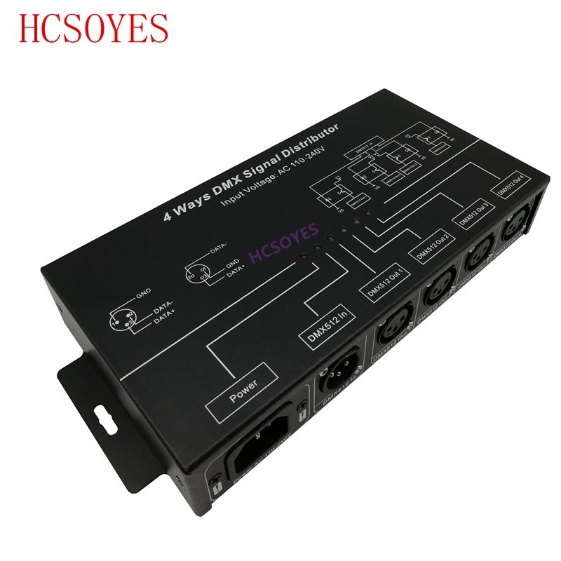 DMX124 AC100V-240V input DMX512 amplifier Splitter DMX signal repeater 4CH 4 output ports DMX signal distributor